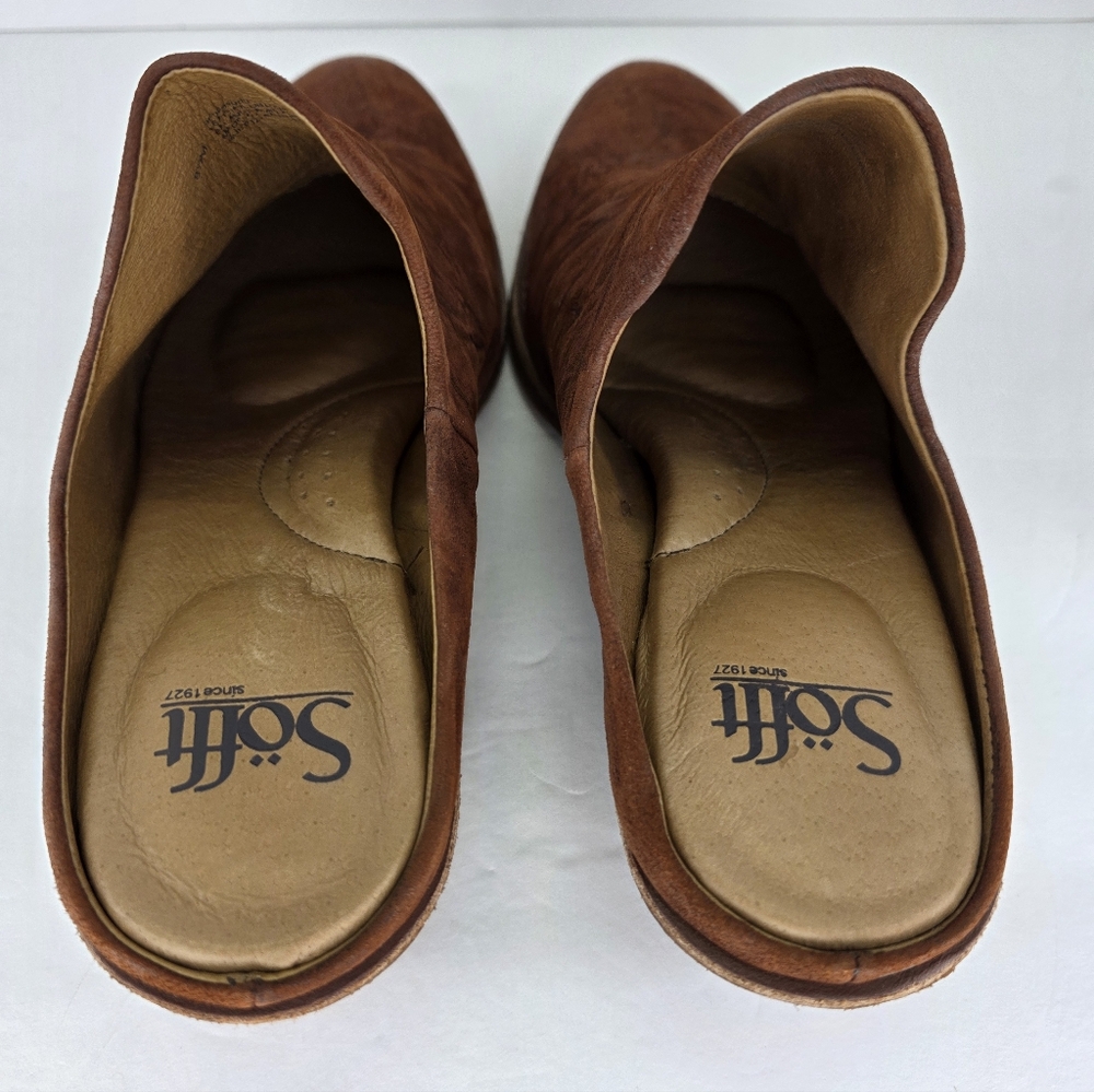 Sofft Ameera Cognac Suede Textured Western Shoes Leather Mule Clogs Size 8.5M - Picture 16 of 16